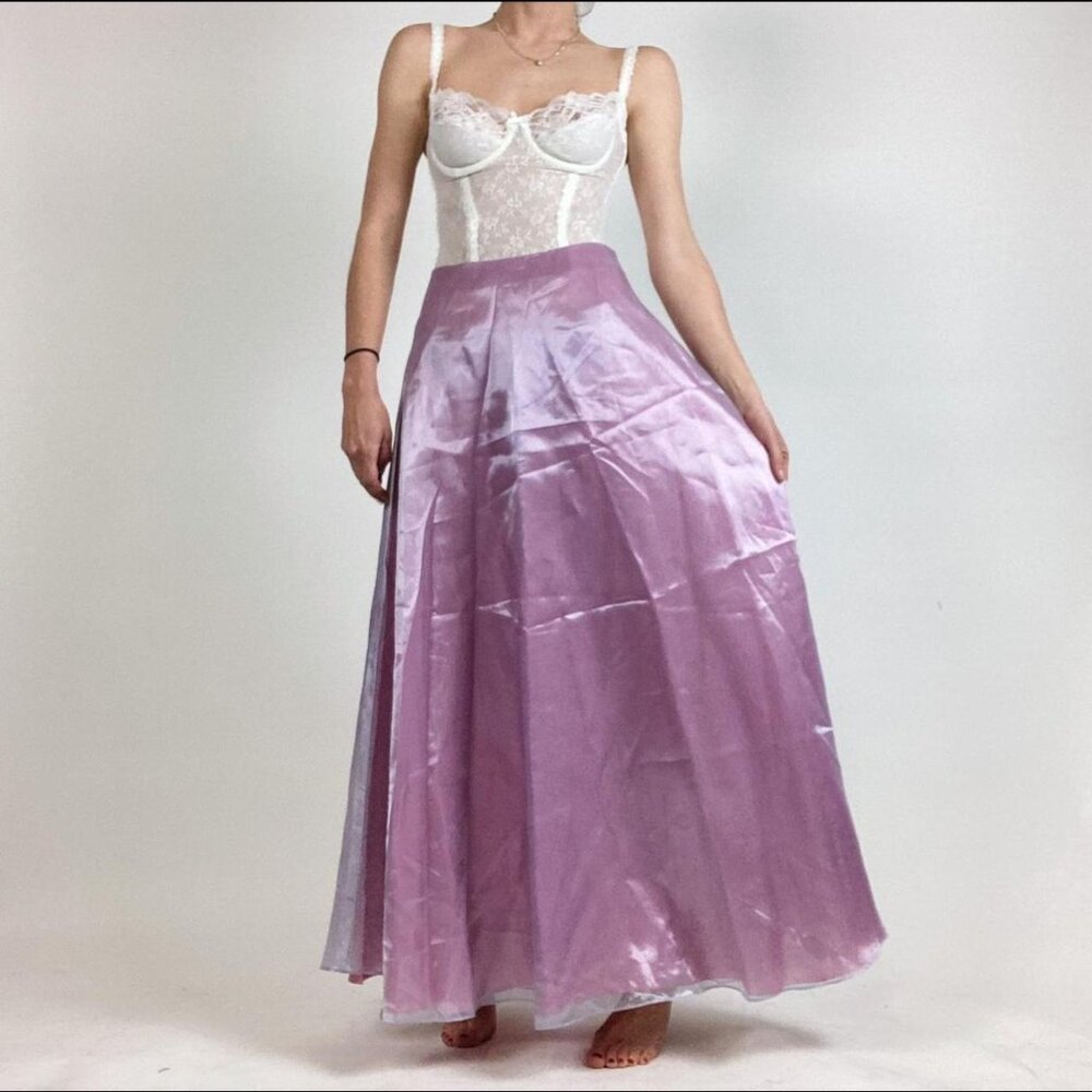 90s ethereal iridescent pink maxi skirt